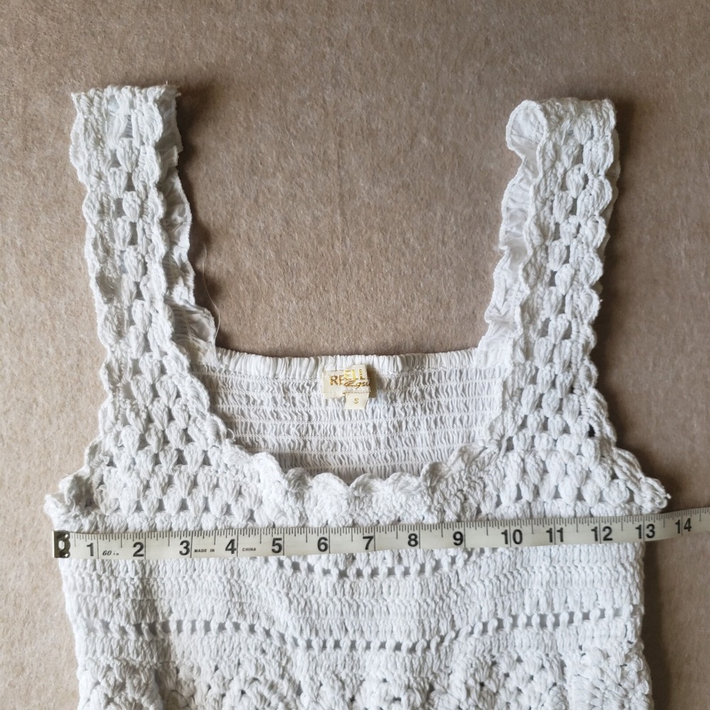 Granny Square Knit Tank Top Sz S Crochet Boho Hippie Cottagecore Festival - Picture 8 of 15